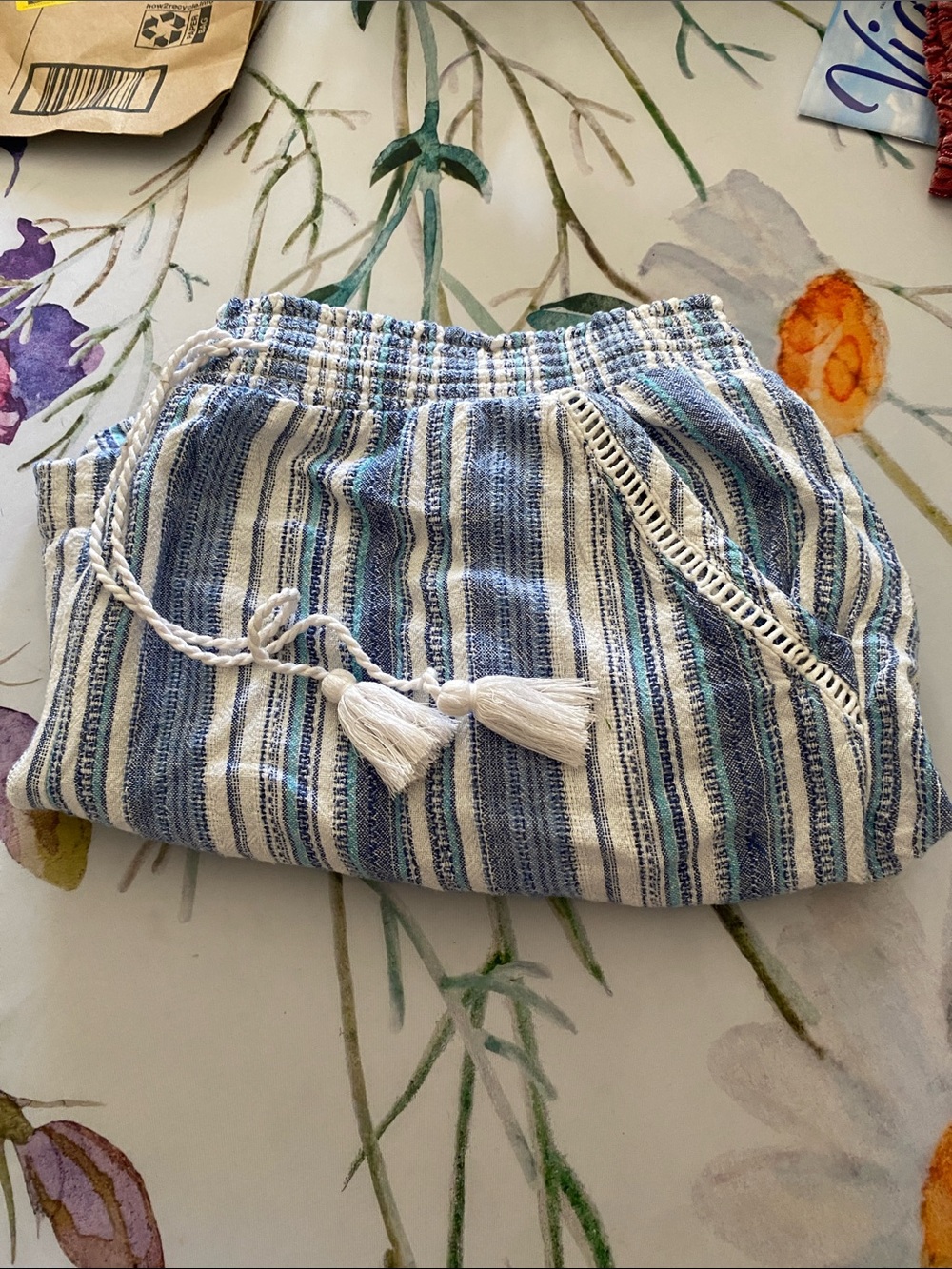 Briggs New York Blue & White Striped Drawstring Shorts